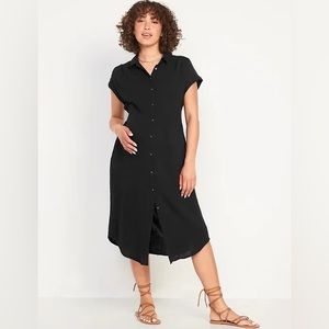 Old Navy black midi maternity tie-back dress - large
